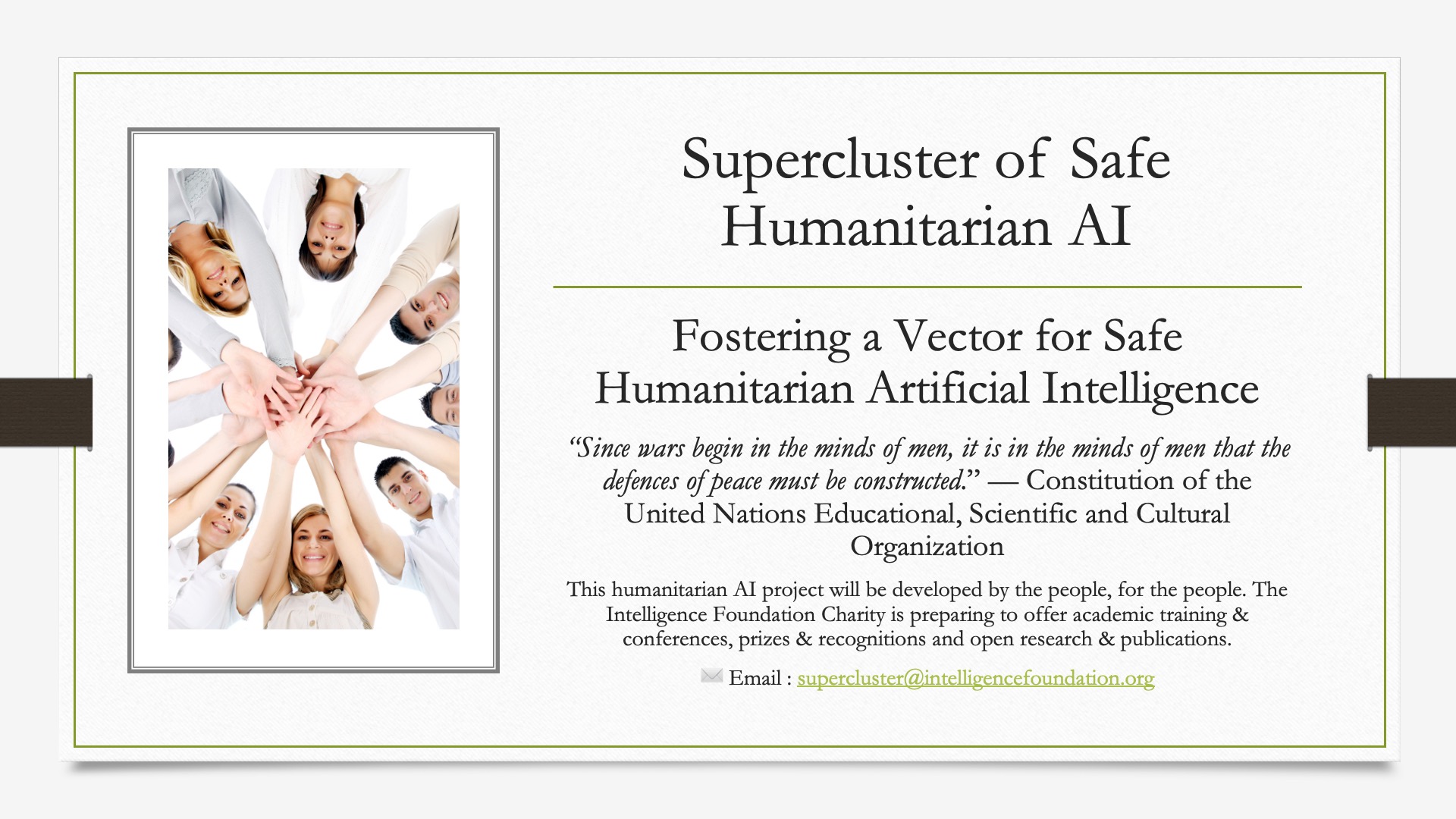Supercluster of safe Humanitarian AI | Fostering a Vector for Safe Humanitarian Artificial Intelligence